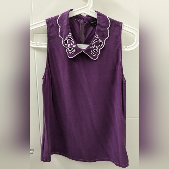 Maji purple sleeveless silk blouse - Picture 1 of 2